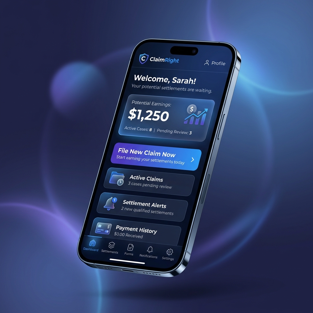 ClaimRight App Dashboard Mockup